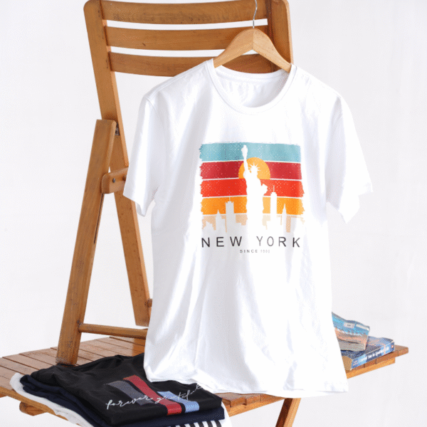 New York Skyline Retro Sunset Tee – Unisex Cotton T-Shirt